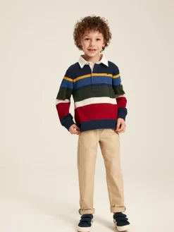 Boys' Onside Navy Striped Cotton Rugby Shirt