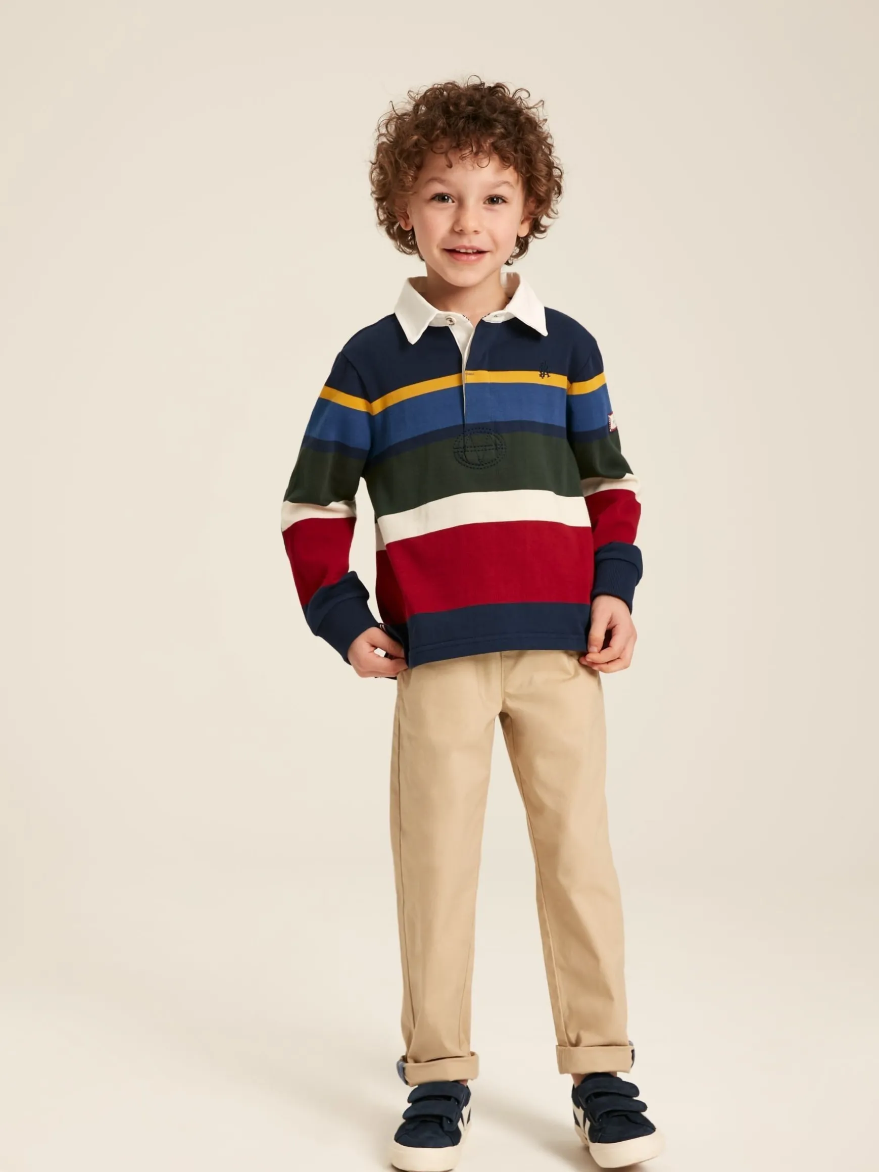 Boys' Onside Navy Striped Cotton Rugby Shirt