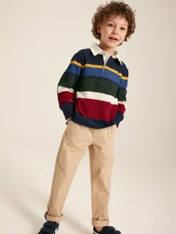 Boys' Onside Navy Striped Cotton Rugby Shirt