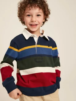 Boys' Onside Navy Striped Cotton Rugby Shirt