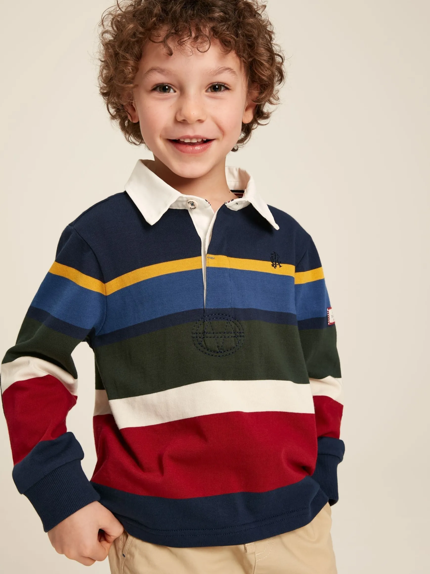 Boys' Onside Navy Striped Cotton Rugby Shirt