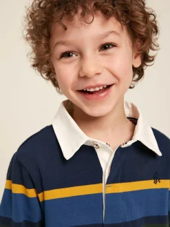 Boys' Onside Navy Striped Cotton Rugby Shirt