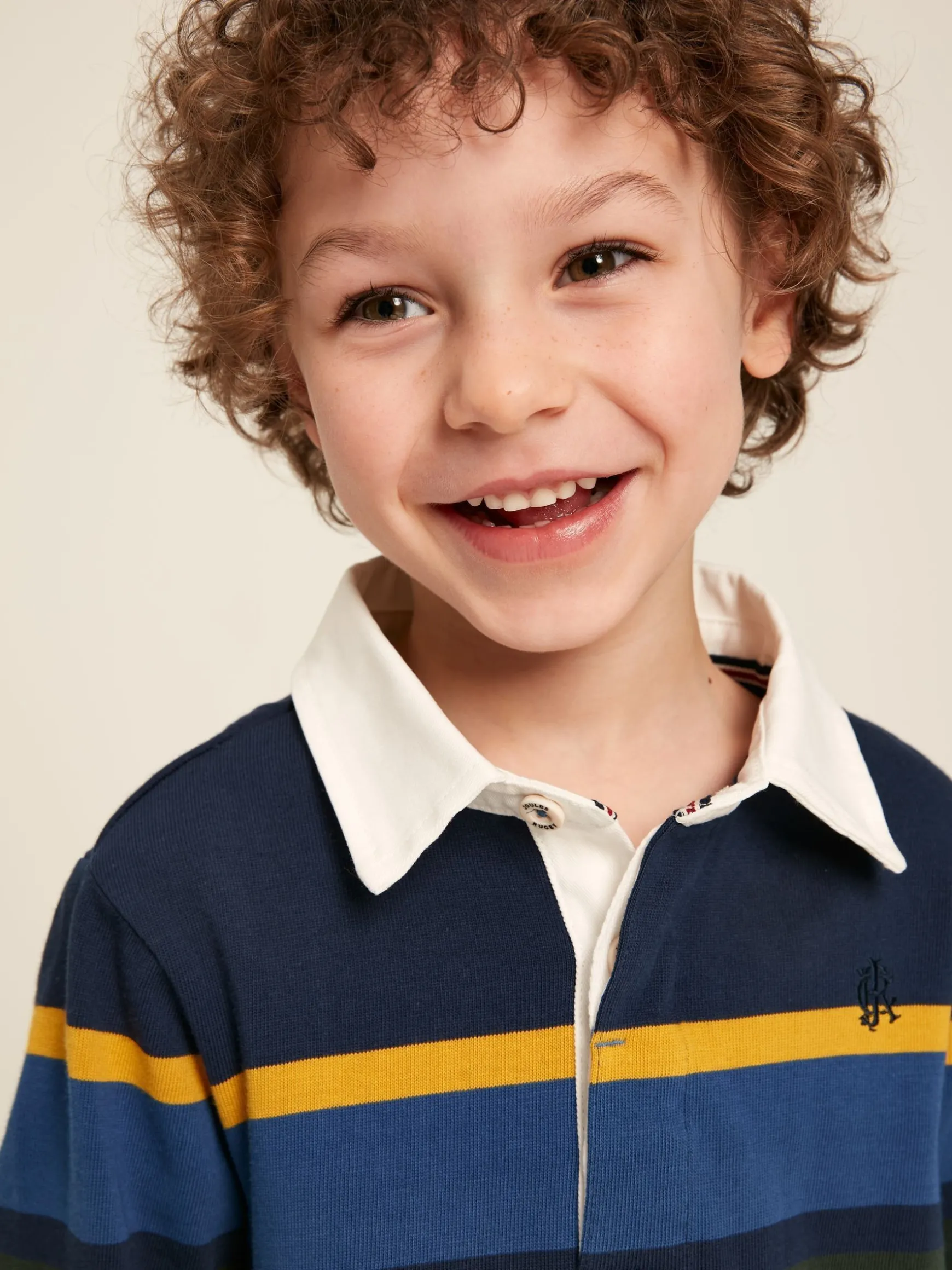 Boys' Onside Navy Striped Cotton Rugby Shirt