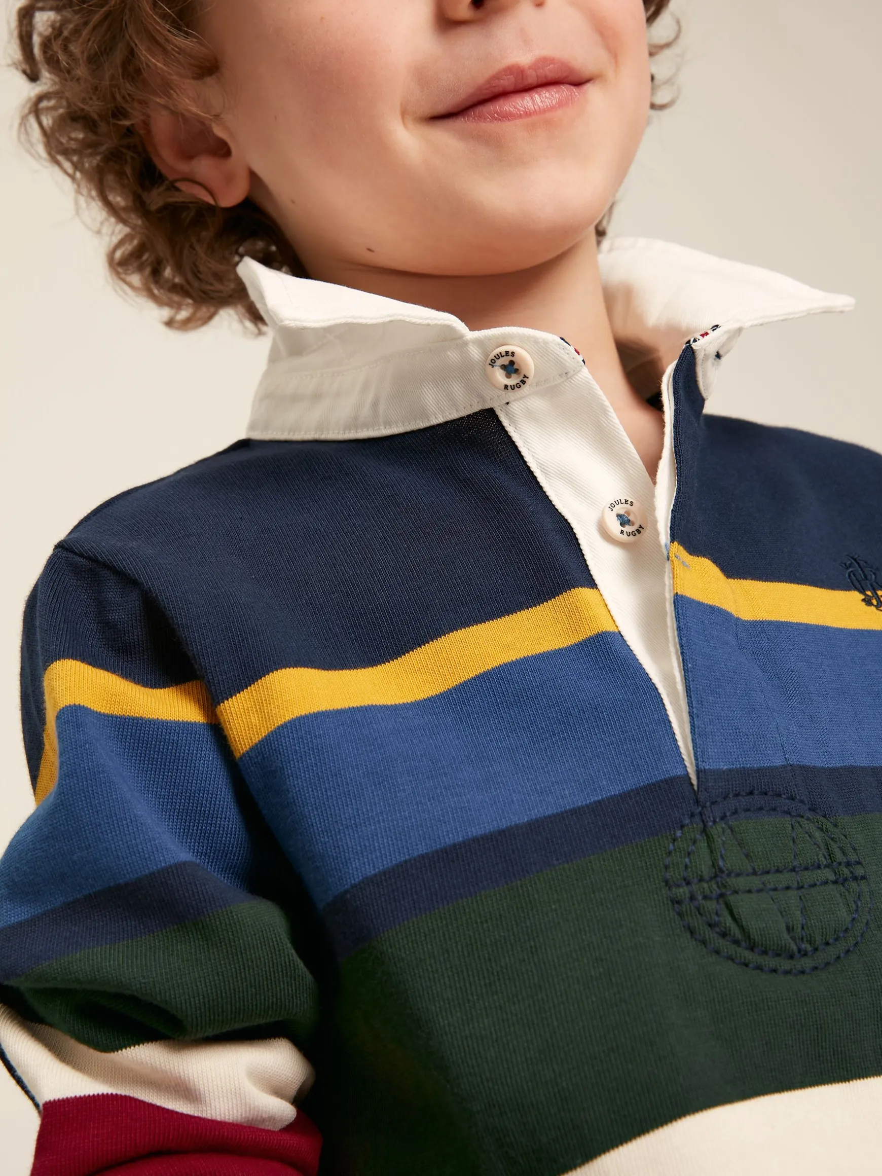 Boys' Onside Navy Striped Cotton Rugby Shirt