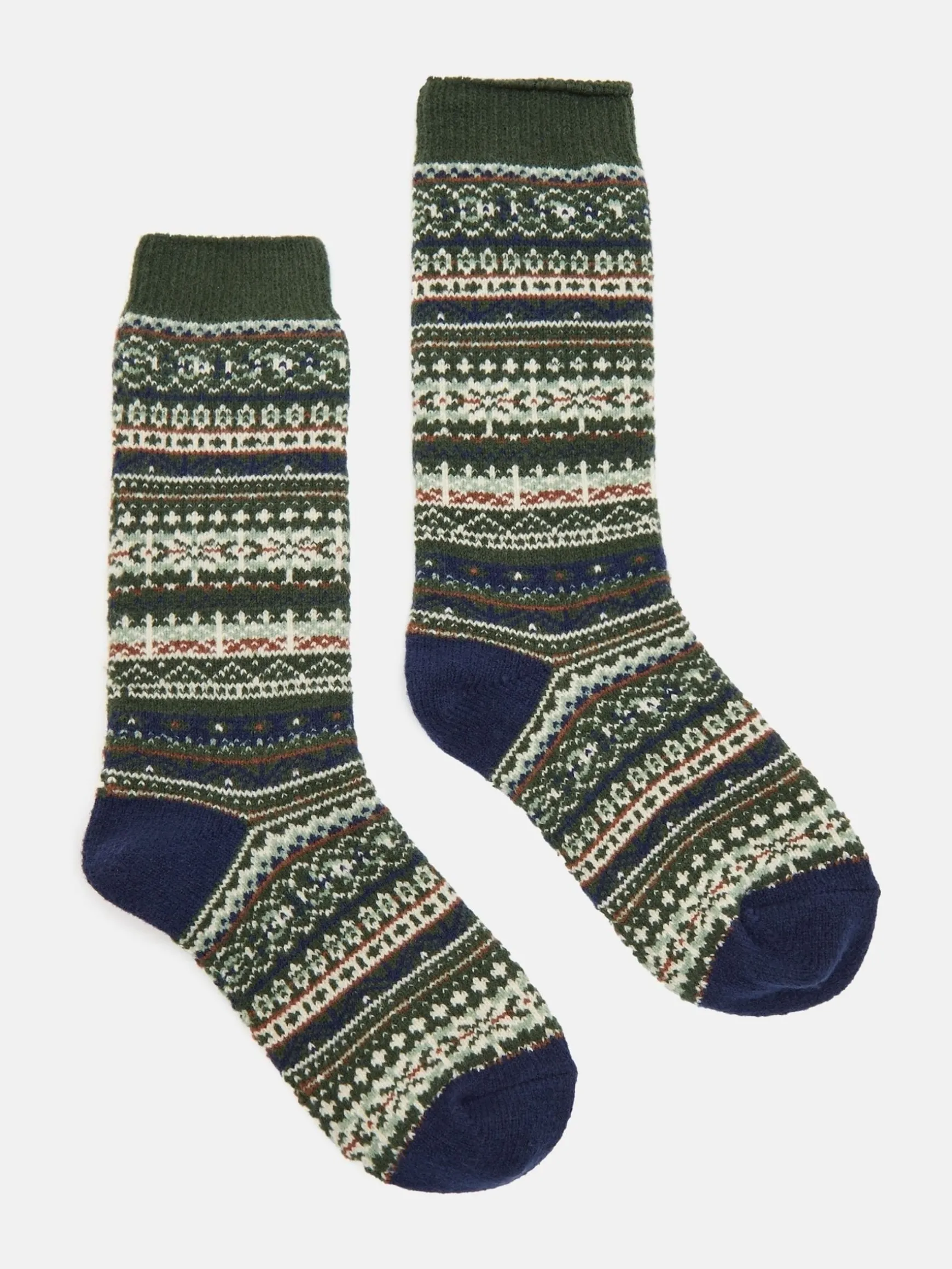 Boys' Wader Green Fair Isle Welly Socks