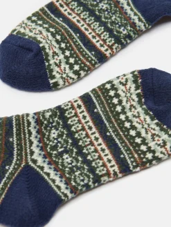 Boys' Wader Green Fair Isle Welly Socks