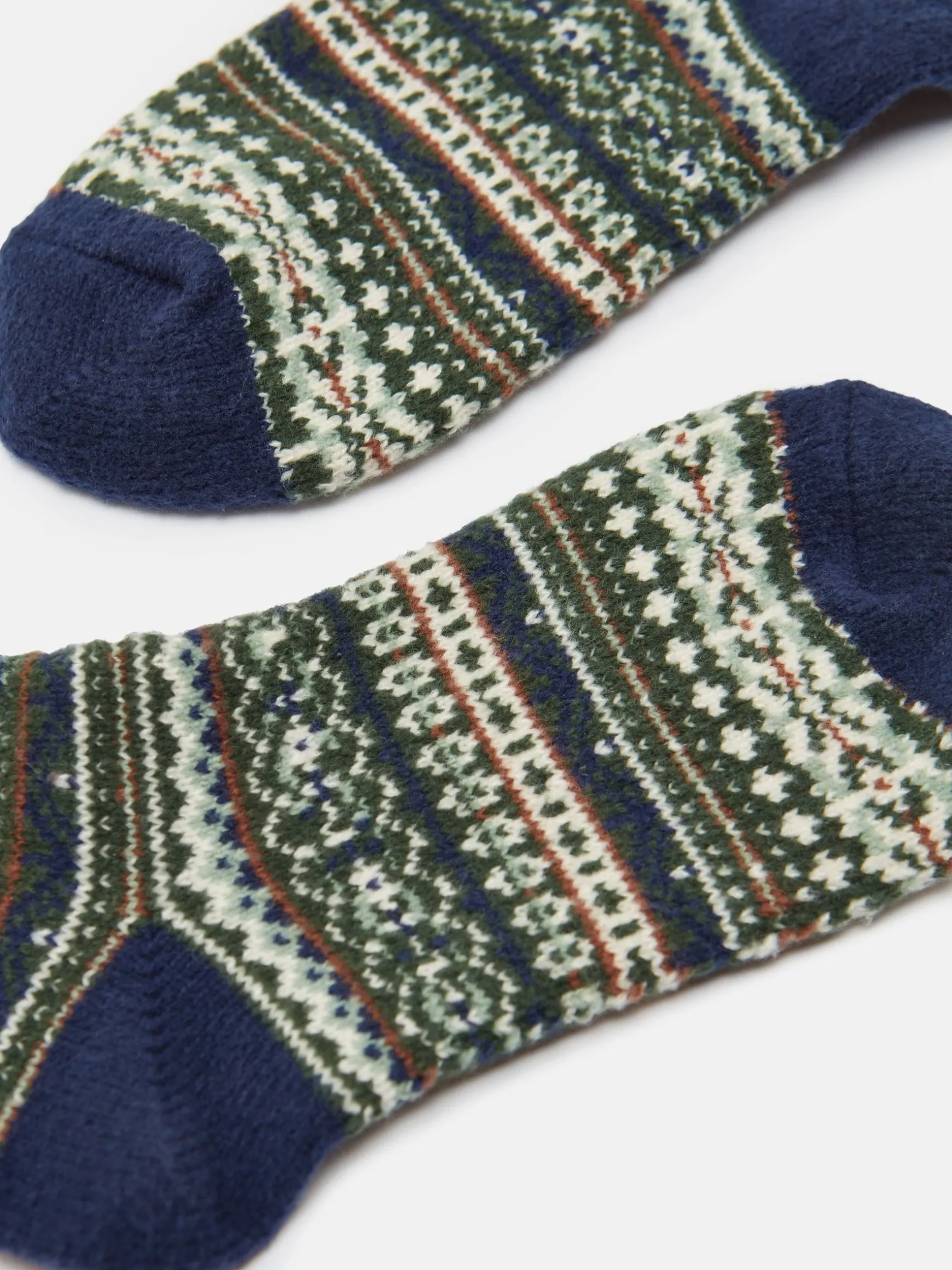 Boys' Wader Green Fair Isle Welly Socks