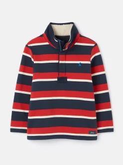 Boys' Winter Dale Red/Navy Quarter Zip Sweatshirt with Fleece Lining