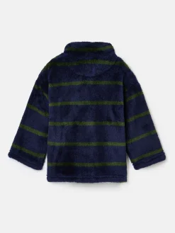Boys' Woozle Navy & Green Stripe Half Zip Borg Fleece