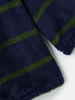 Boys' Woozle Navy & Green Stripe Half Zip Borg Fleece