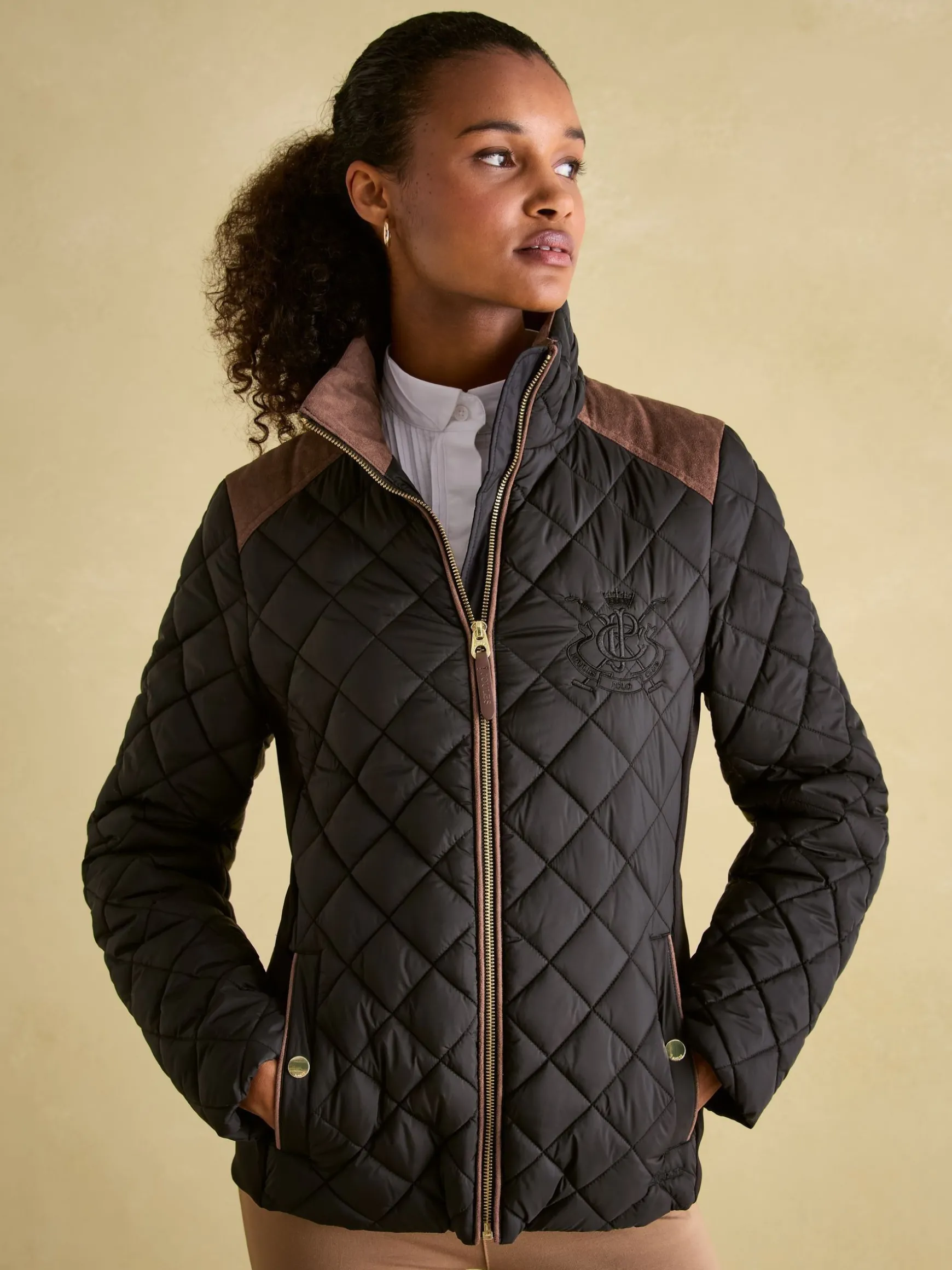 Braemar Luxe Black Showerproof Diamond Quilted Coat