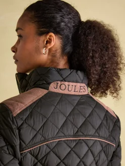 Braemar Luxe Black Showerproof Diamond Quilted Coat