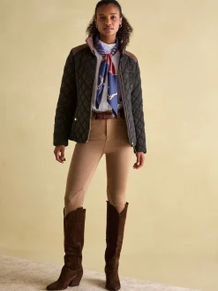 Braemar Luxe Black Showerproof Diamond Quilted Coat