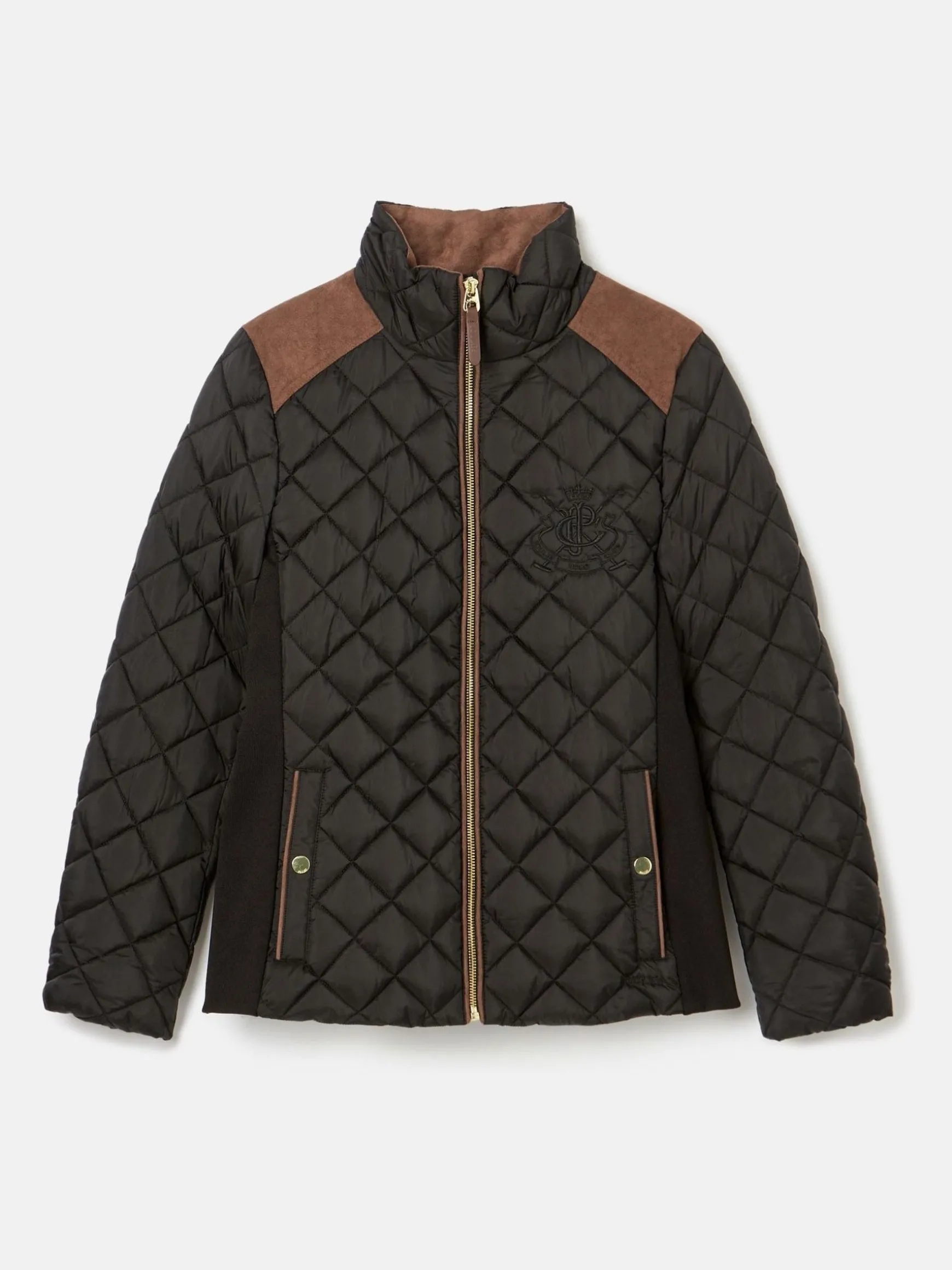 Braemar Luxe Black Showerproof Diamond Quilted Coat