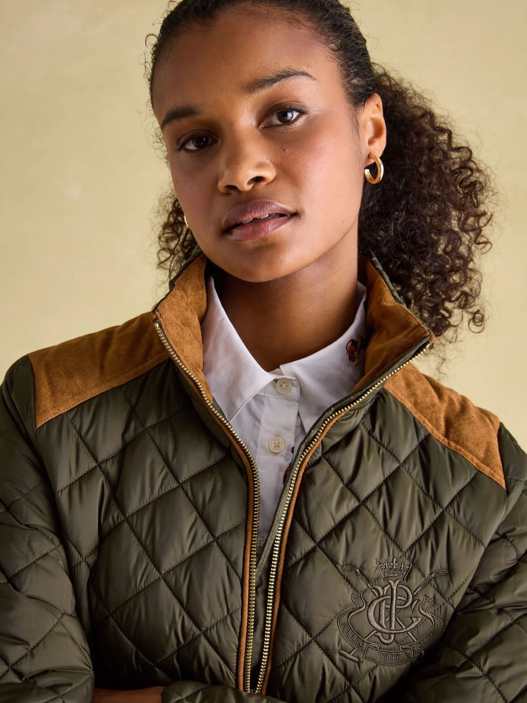 Braemar Luxe Khaki Green Showerproof Diamond Quilted Coat