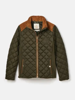 Braemar Luxe Khaki Green Showerproof Diamond Quilted Coat