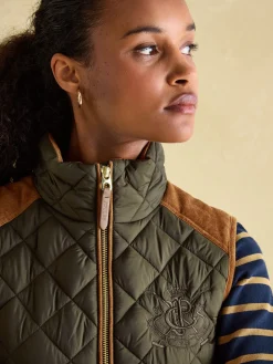 Braemar Luxe Khaki Green Showerproof Diamond Quilted Gilet