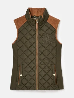 Braemar Luxe Khaki Green Showerproof Diamond Quilted Gilet