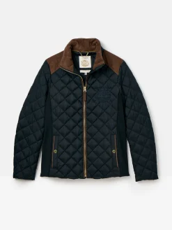 Braemar Luxe Navy Showerproof Diamond Quilted Coat