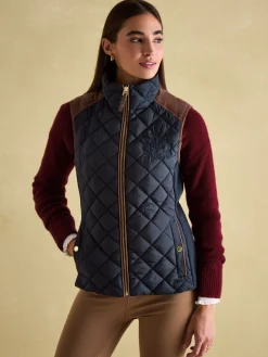 Braemar Luxe Navy Showerproof Diamond Quilted Gilet