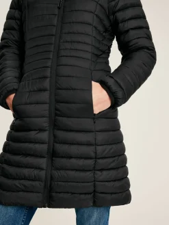 Bramley Black Showerproof Long Packable Padded Coat