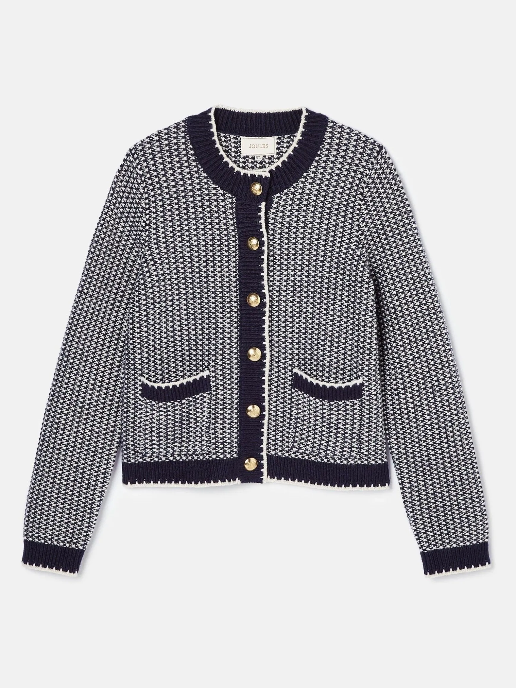 Bridget Navy Button Through Textured Cardigan
