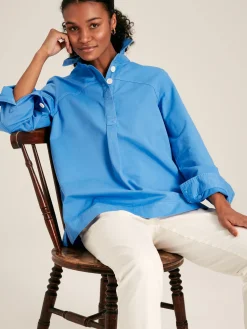 Brinley Blue Cotton Deck Shirt