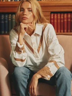 Brinley Cream Cotton Deck Shirt