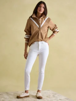 Brinley Tan Brown Cotton Deck Shirt