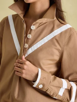 Brinley Tan Brown Cotton Deck Shirt