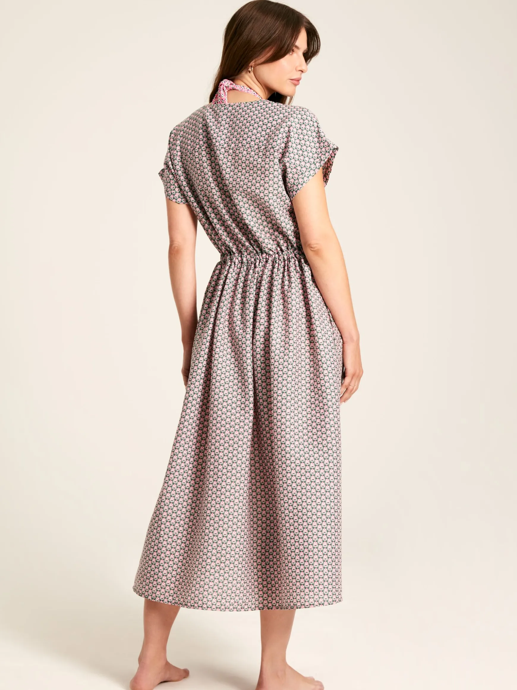 Brooke Green/Pink Printed Beach Dress