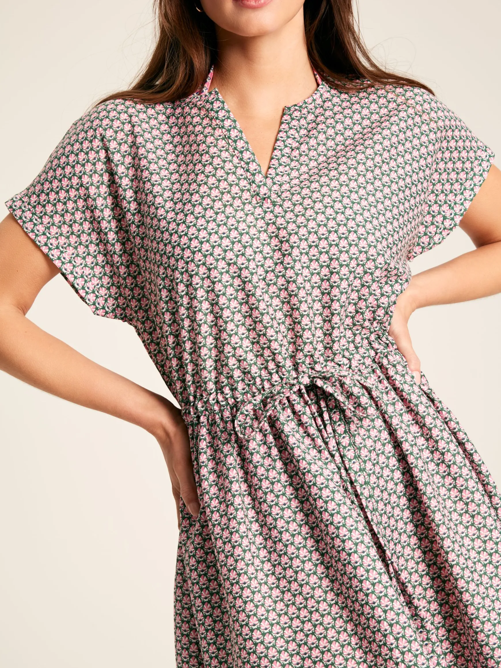 Brooke Green/Pink Printed Beach Dress