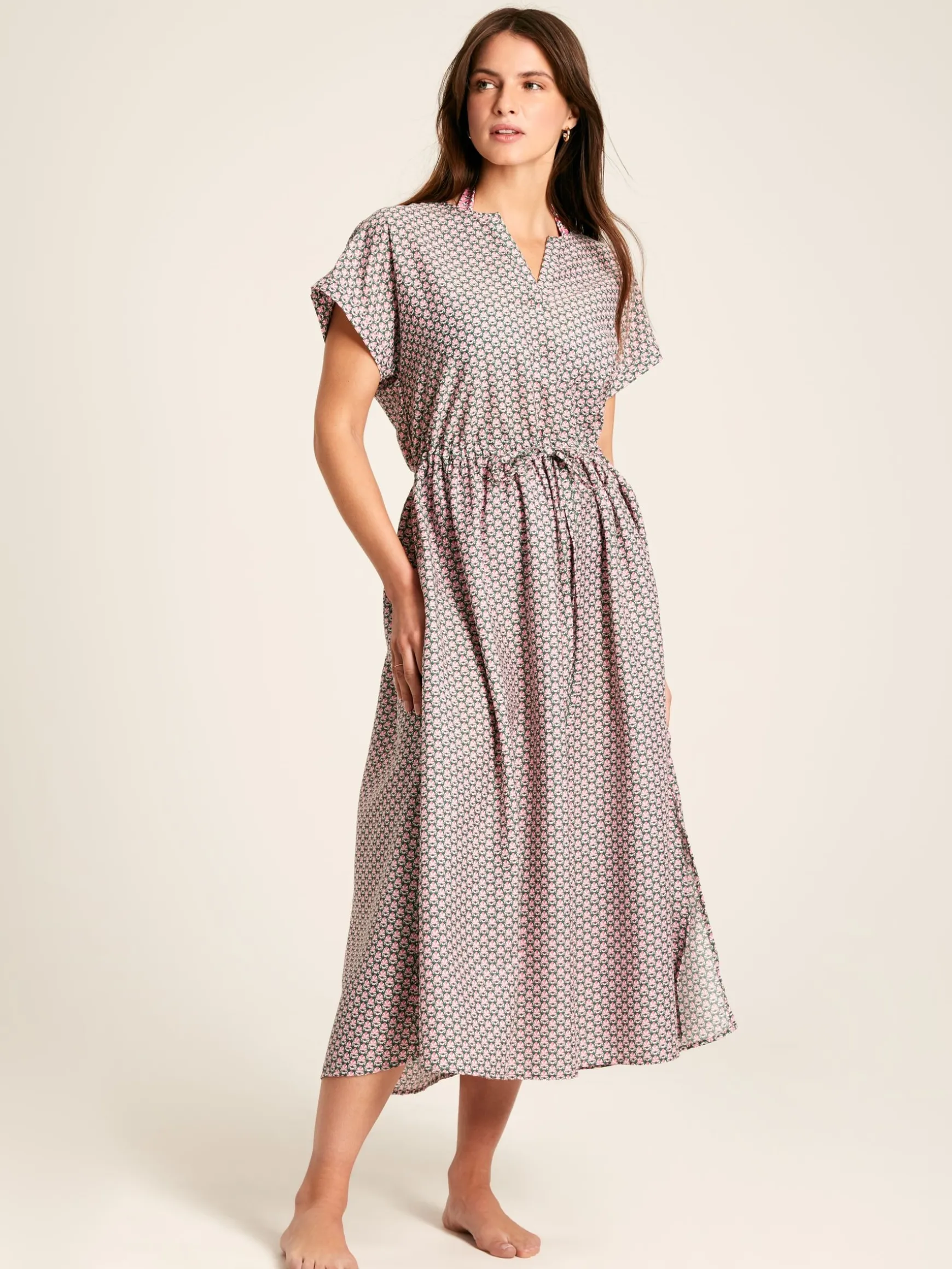 Brooke Green/Pink Printed Beach Dress