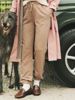 Brown Herringbone Jersey Slim Leg Joggers