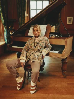 Brown Herringbone Jersey Slim Leg Joggers