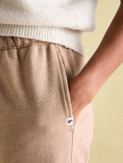 Brown Herringbone Jersey Slim Leg Joggers