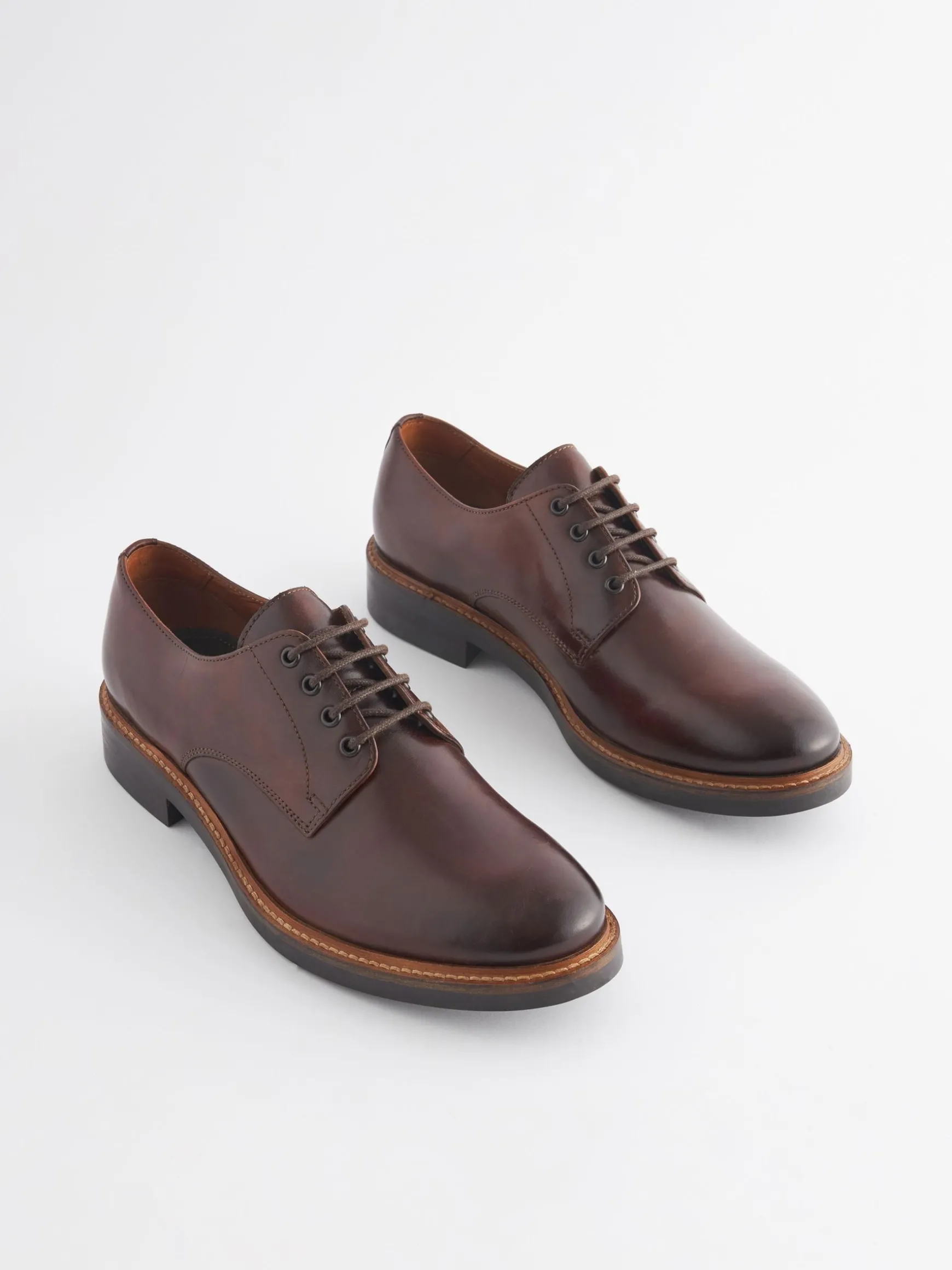 Brown Leather Classic Derby Shoes