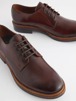Brown Leather Classic Derby Shoes