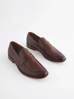 Brown Leather Penny Loafers
