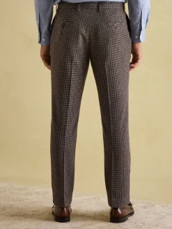 Brown Slim Fit Dogtooth Texture Suit Trousers