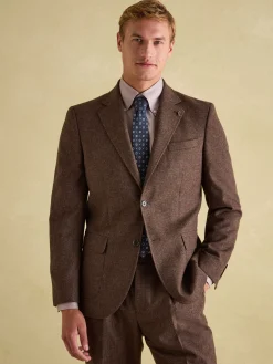 Brown Slim Fit Texture Suit Jacket