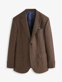 Brown Slim Fit Texture Suit Jacket