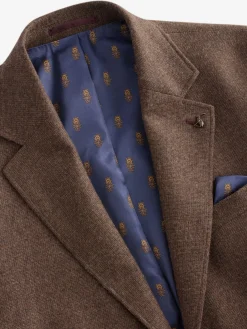 Brown Slim Fit Texture Suit Jacket