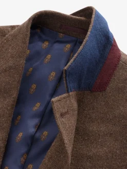 Brown Slim Fit Texture Suit Jacket