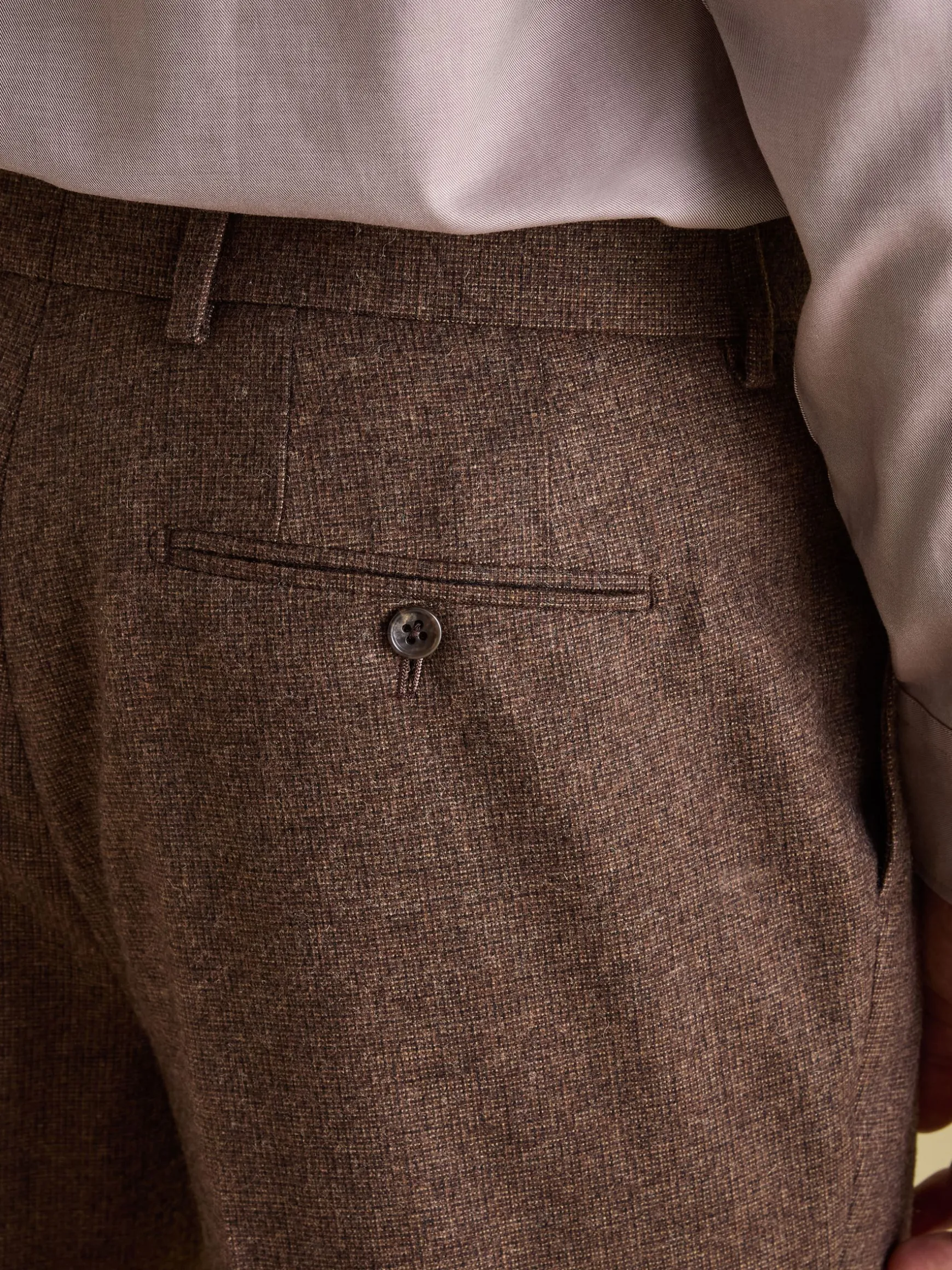 Brown Slim Fit Texture Suit Trousers