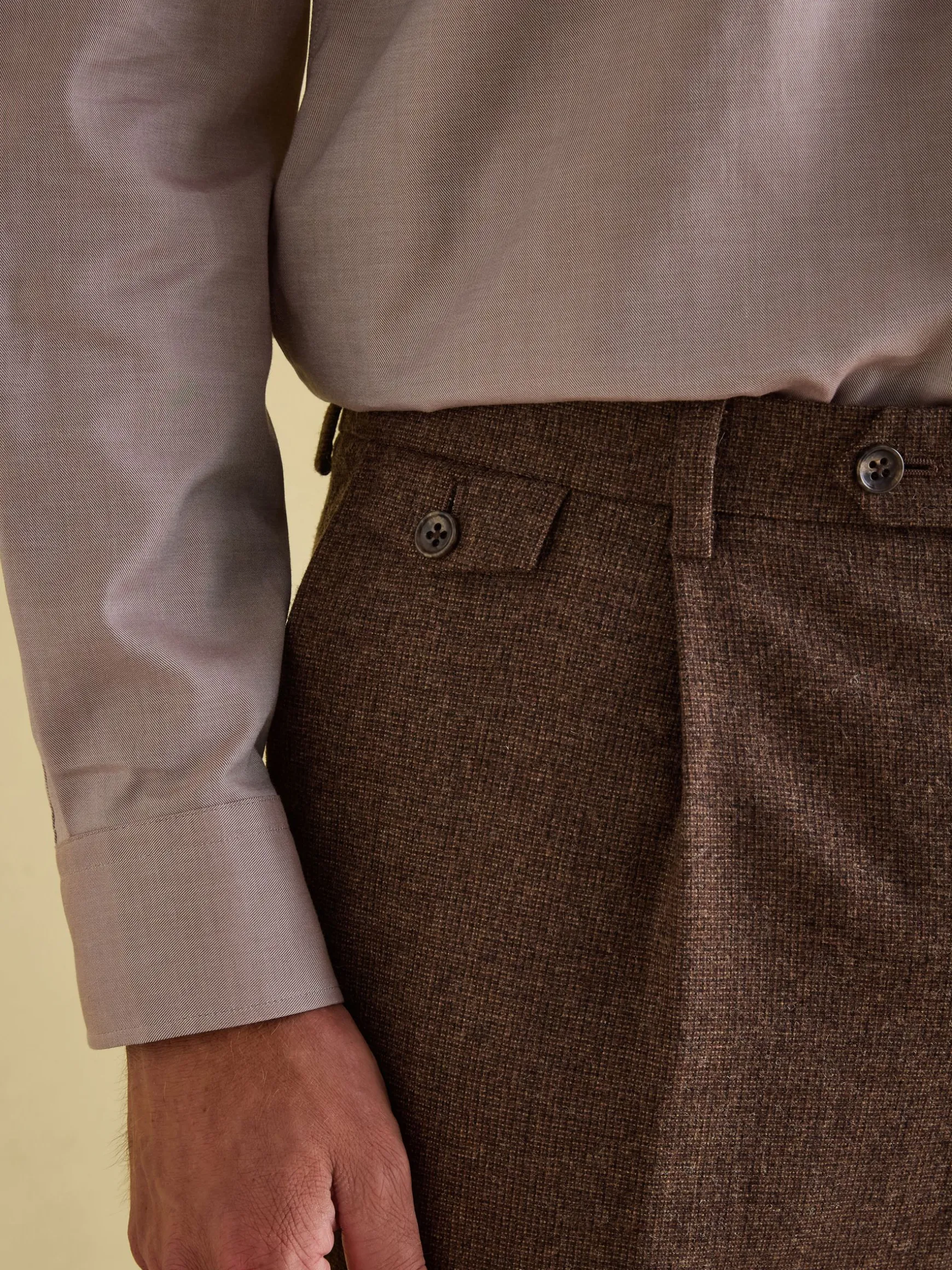 Brown Slim Fit Texture Suit Trousers