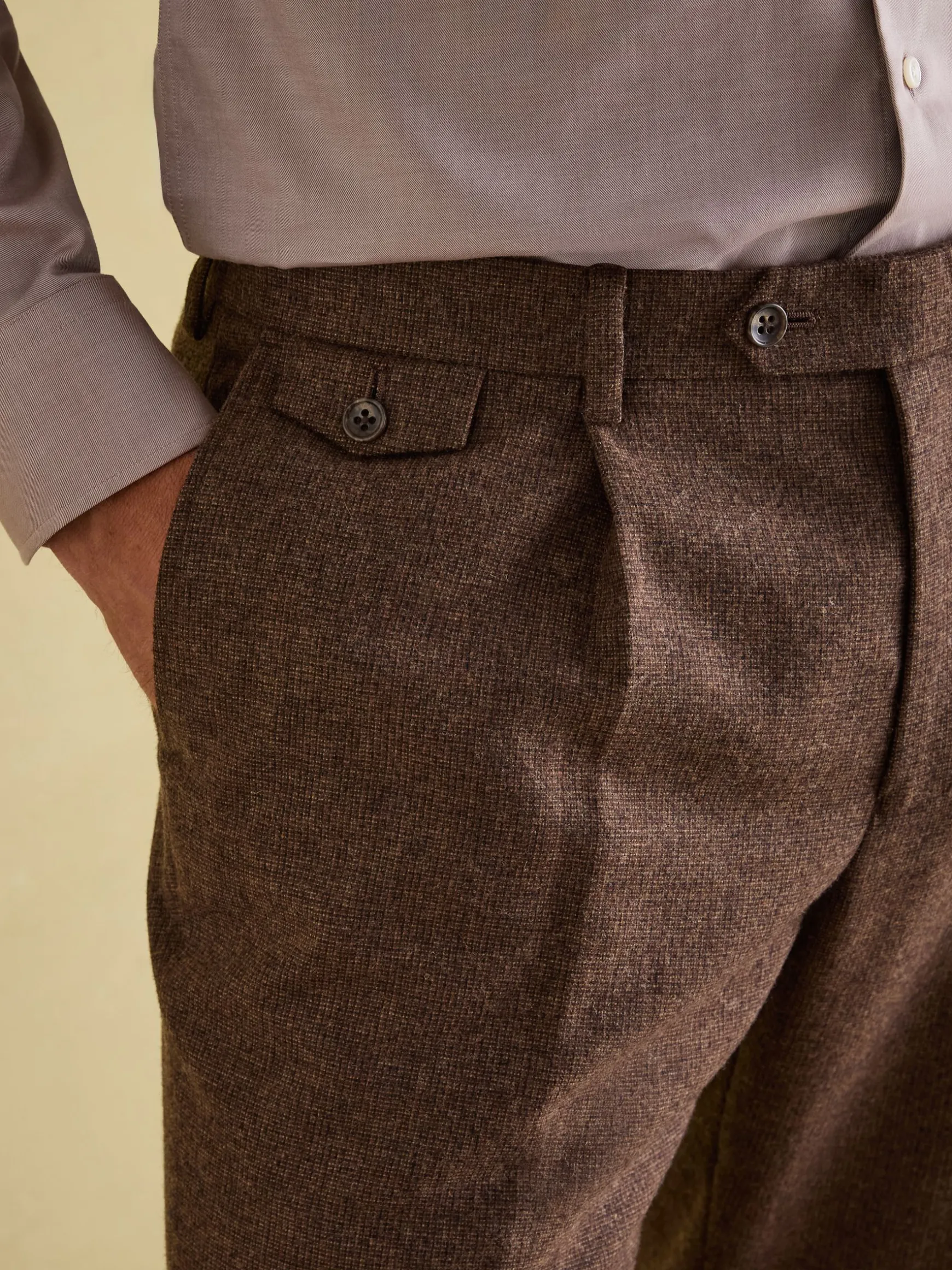 Brown Slim Fit Texture Suit Trousers