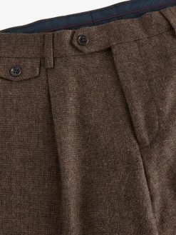 Brown Slim Fit Texture Suit Trousers