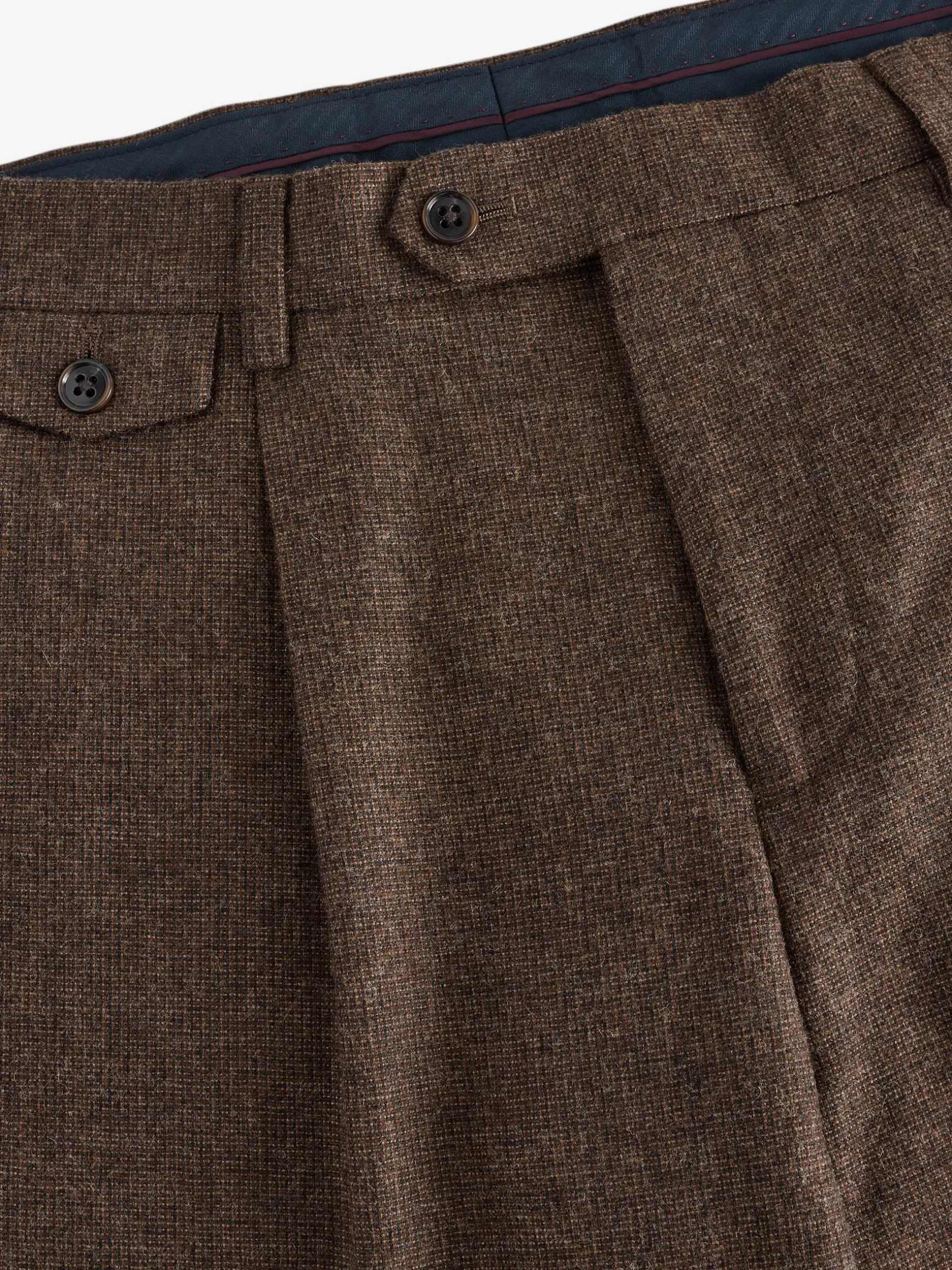 Brown Slim Fit Texture Suit Trousers