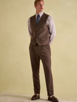 Brown Slim Fit Texture Suit Waistcoat